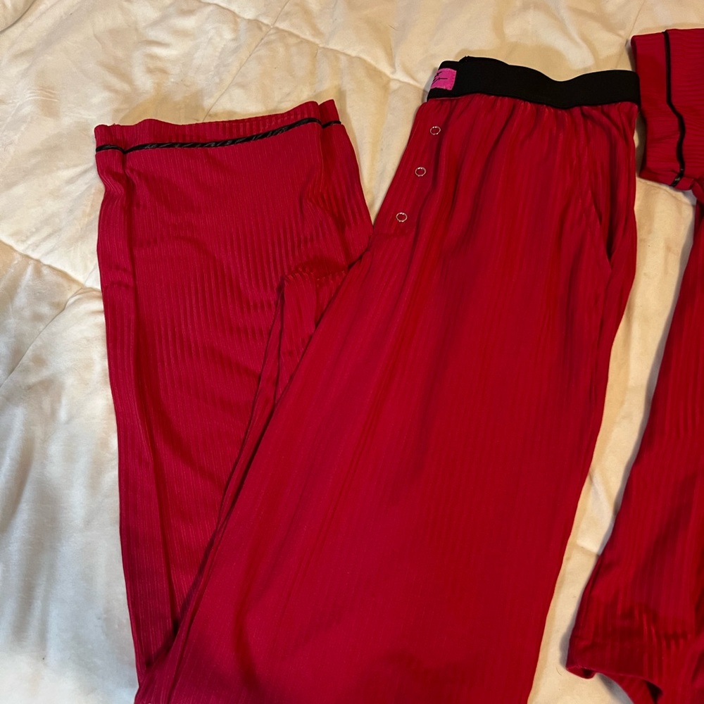 Chic Red Button-Up Pajama Set - Picture 2 of 7